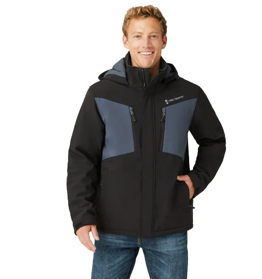 Free Country Men's Thermo Ski Super Softshell Jacket, 521-MOF2248S (Black/Charc)