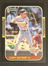 1987 Donruss Cory Snyder Baseball Rookie Card (RC) #526 Indians OF VGEX O/C. rookie card picture