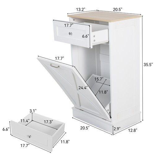 ELECWISH Kitchen Storage Tilt Out Trash Can Cabinet dual purpose with Drawers - Picture 7 of 13