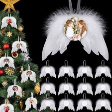 36 Pieces Angel Feather Wings Ornament Sublimation Ornament Blanks Set White ...
