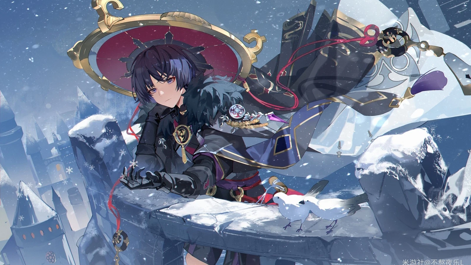 Anime wanderer genshin impact boys snow gloves Playmat Gaming Mat Desk