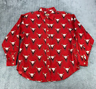 <!--F#f_0-->Vintage Barn Fly Shirt Men's Large Red AOP Steer Cow Head Button Up Western<!--F/-->