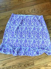 VTG 90's Midi SKIRT 22W XL Purple white paisley flair ruffle cottagecore