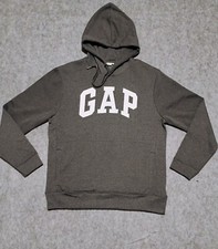 New Gap Hoodie Sweatshirt White Arch Logo Size Large Gray