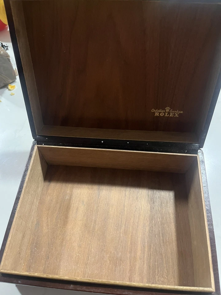 Rolex Vintage Day Date President caja de reloj de cuero y madera marrón - como está Foto 2 de 4