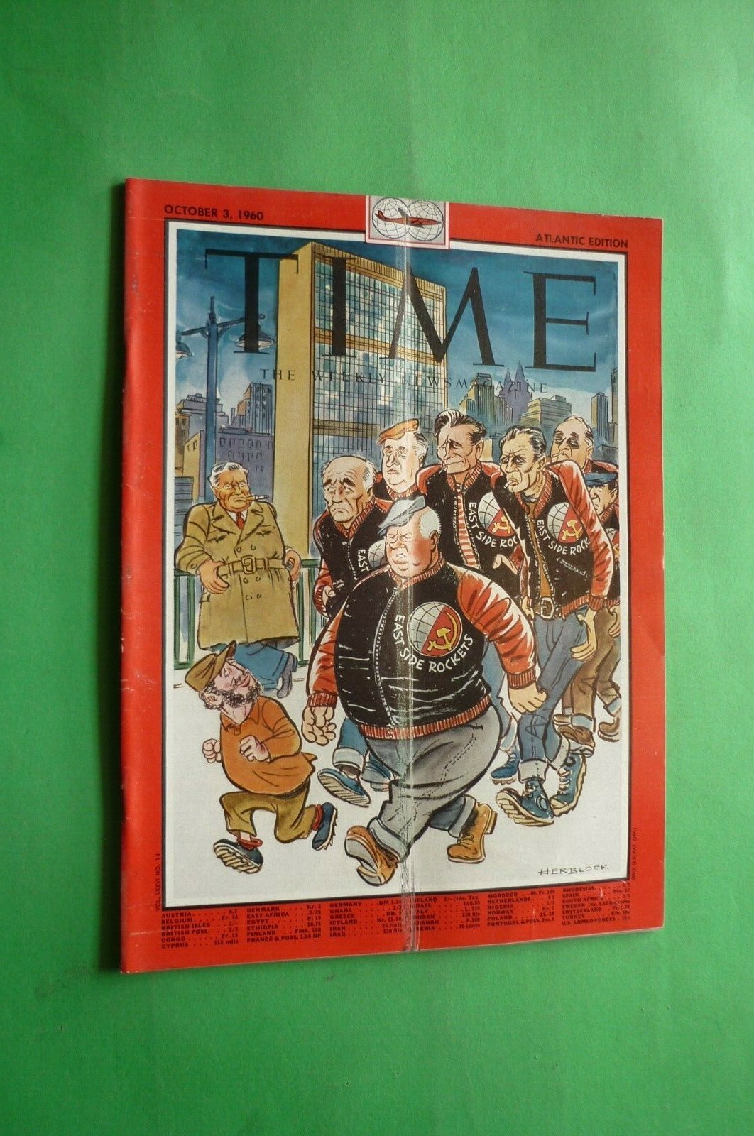 Time Magazine October 3, 1960 Design Herblock Russia Khrushchev Fidel Castro