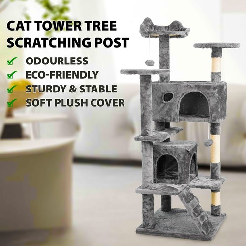 Large Cat Tree Activity Centre Multilevel Scratching Post 138cm Climbing Tower - Picture 13 of 17