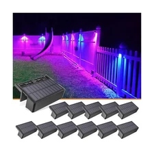 VOLISUN 12-Pack 1800mAh Outdoor Solar Fence Lights - Waterproof LED Color Glo...