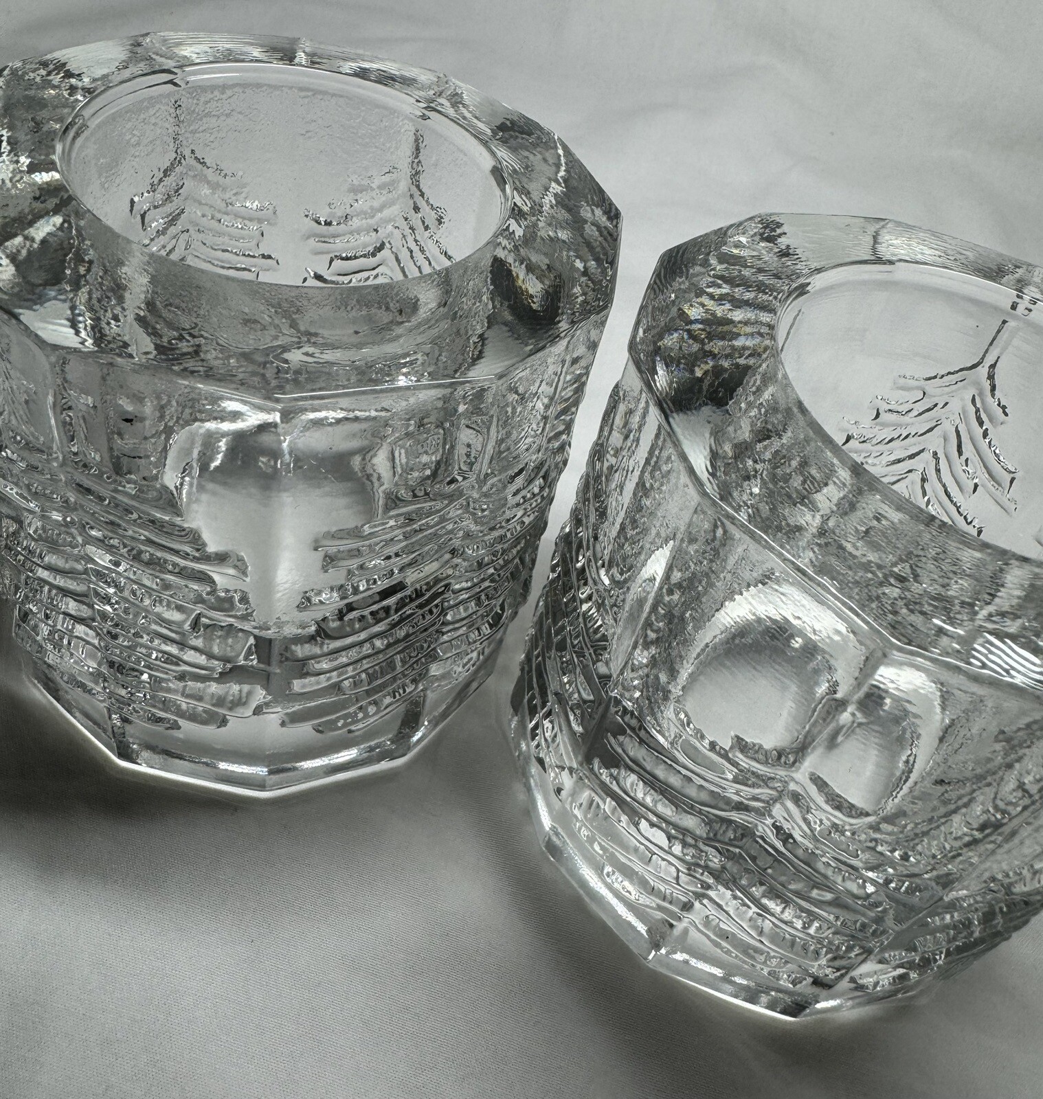 IITTALA Kuusi Jorma Vennola 2 Christmas Tree Votive Tealight Candle Holders VTG