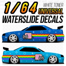 1/64 Scale NYAN CAT WaterSlide Decal White Toner Universal for Hot