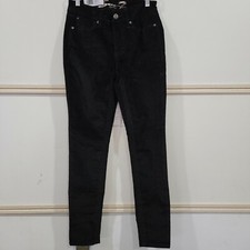 Seven7 Womens Black Dark Wash High Rise Velvet Tummy Less Skinny Jeans Size 4