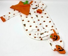 Halloween Infant Carter's White w/Pumpkins Bears Sleeper plus Hat - Size 3 mo