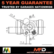 Wheel Brake Cylinder Rear Left Motaquip Fits Toyota Yaris iQ 1.0 1.3 1.5