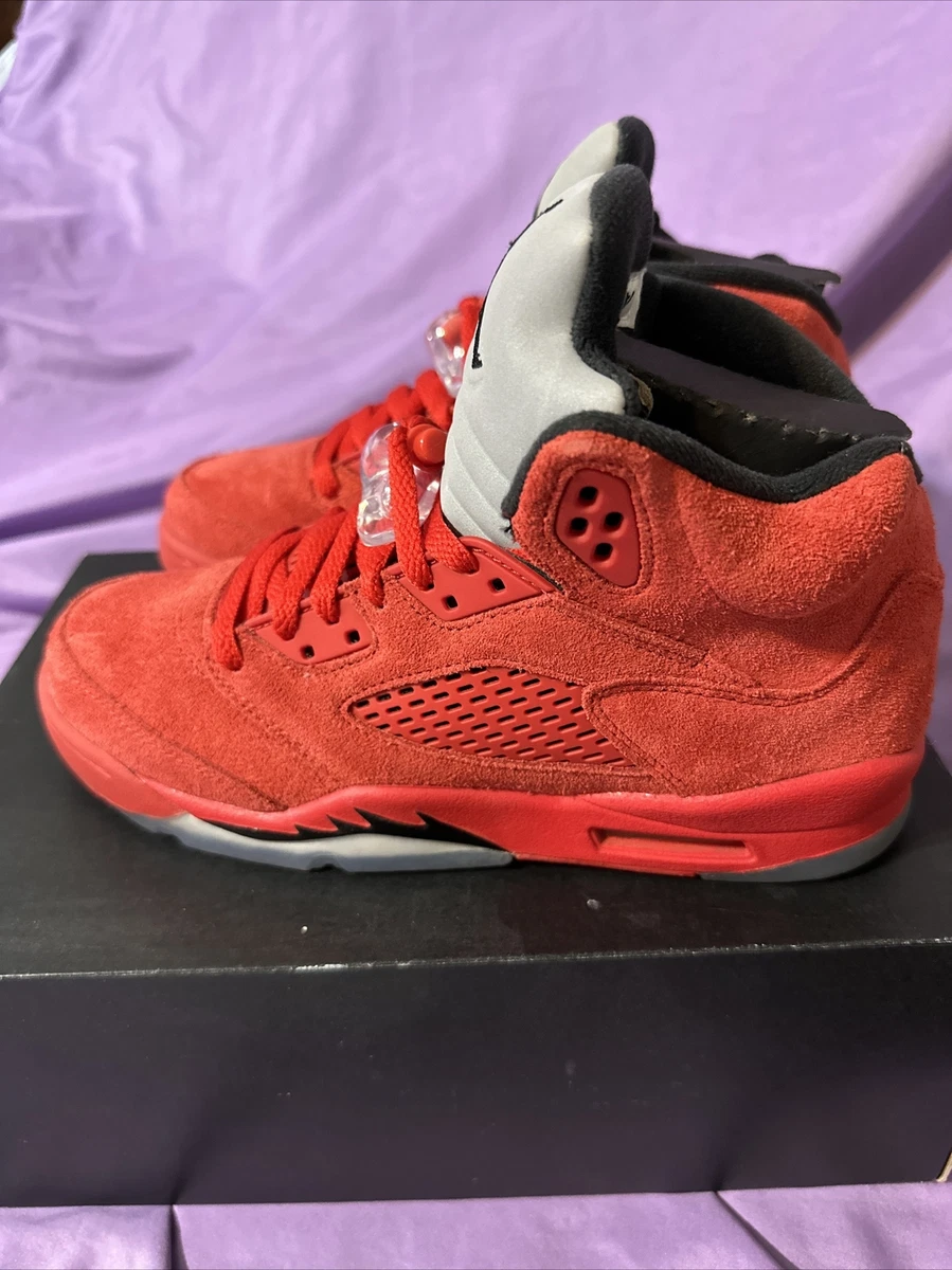 Red jordan 5 sales suede