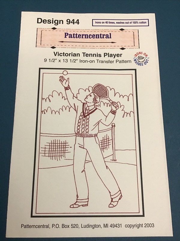 Patterncentral #944- Victorian Tennis Player Iron On Transfer
