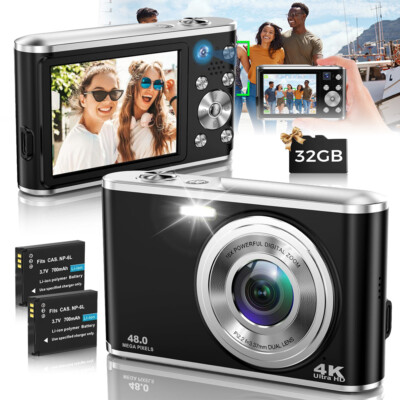Digitalkamera 48MP 4K FHD Fotoapparat 16X Digitalzoom Fotokamera Tragbare Kamera