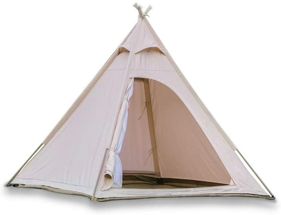 Tienda de campaña impermeable de lona tipi para estufa orificio de toldo puerta doble para 2-3 personas