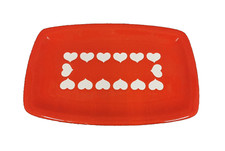 WÄCHTERSBACH Servierplatte Herz Rot Weiß Graziella große Platte rechteckig