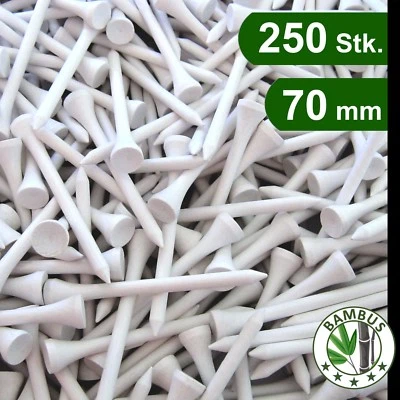 premium GOLF TEES - 250 Stück im XL-Beutel - 70mm - weiß - Bambus - sehr robust - Bild 1 von 4