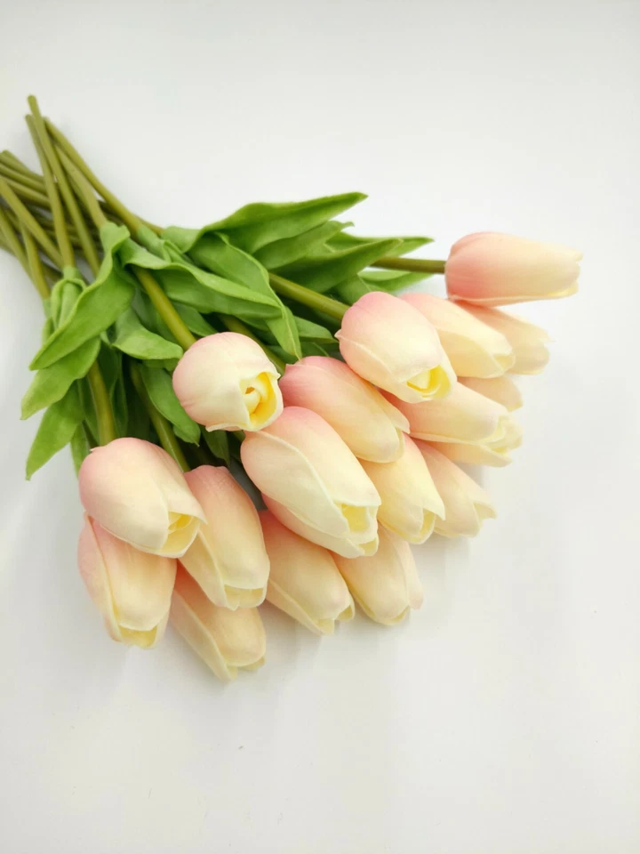 10 ramo de boda nupcial de látex con flores de tulipanes artificiales tacto real decoración del hogar Foto 4 de 4