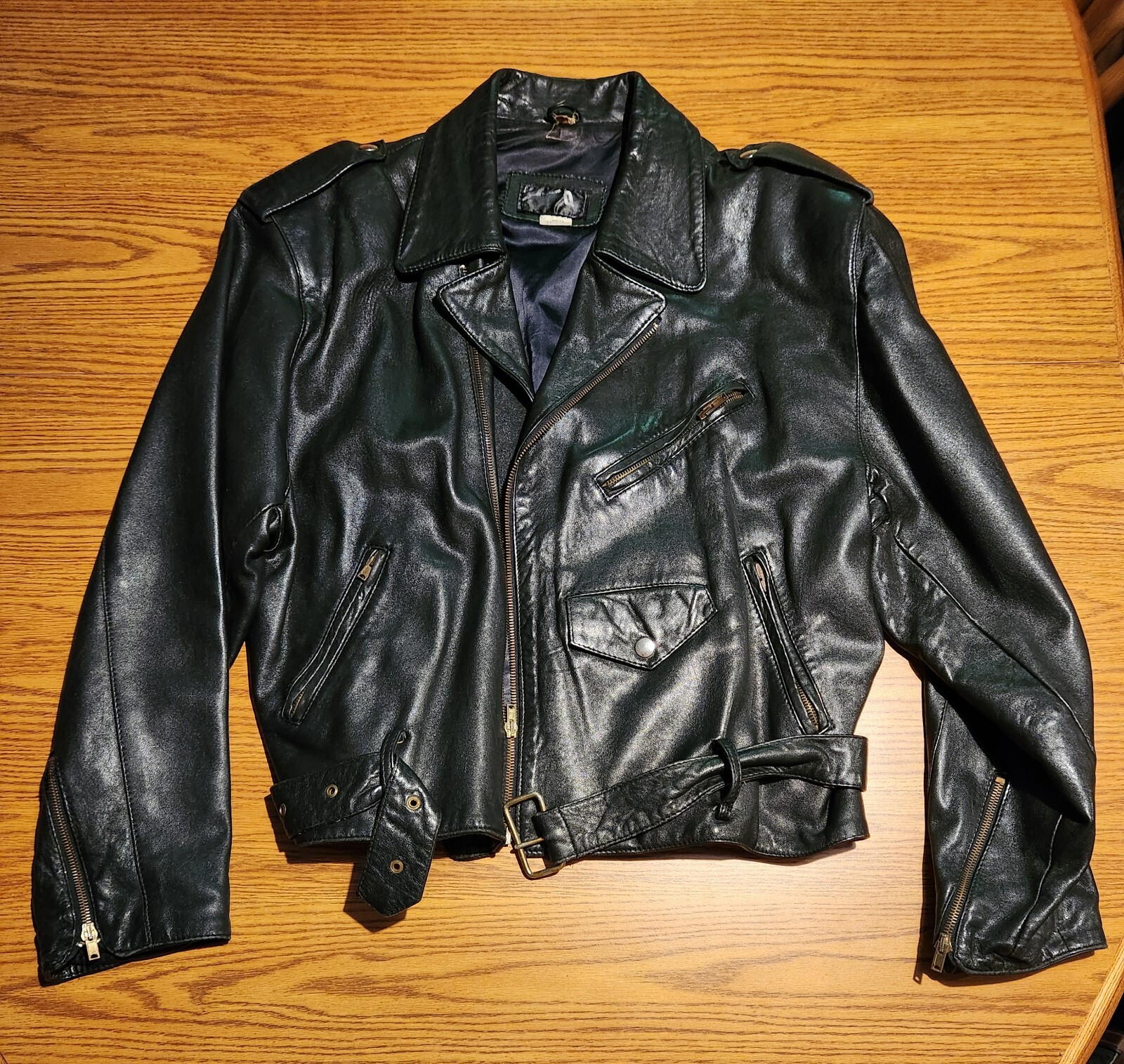 Perfecto Style English Leather "Q" Brand Jacket Sz M Made In England. EUC.