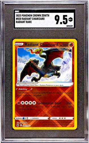 RADIANT CHARIZARD 020/159 Pokemon Crown Zenith Radiant Rare SGC 9.5 MINT+