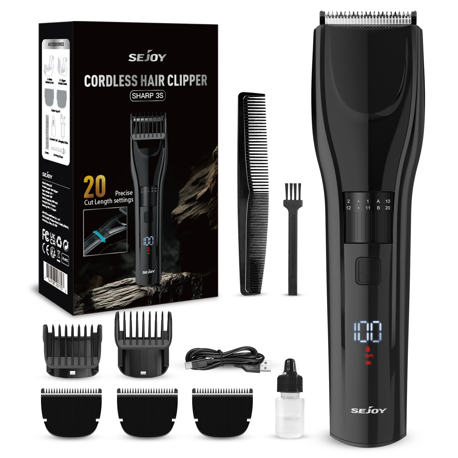 SEJOY Professional Cordless Hair Clippers For Men - Electric Trimmer