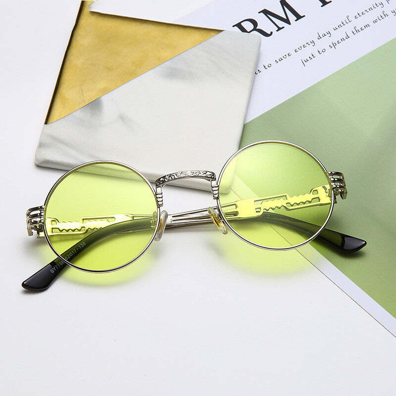 Retro European And American Metal Hollow Round Glasses Personality