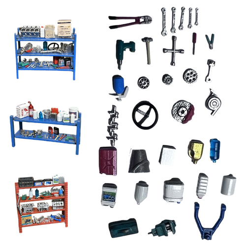Diorama 1/64 Scale Tool Rack Model Car Repair Tools Accessories Scene