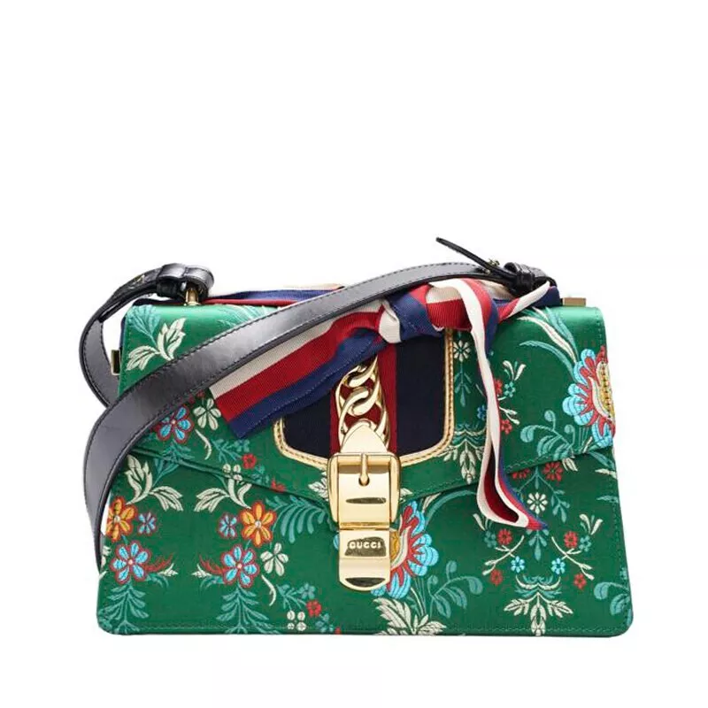 Petit sac à bandoulière Gucci vert fleur Sylvie