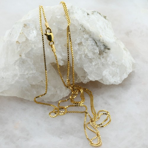 14K Long Yellow Gold Box Chain 30 Inch - Picture 1 of 5
