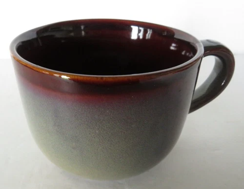 Art Pottery Coffee Cup Mug Soup Bowl Large 22 Oz. Gray Brown Blue Smooth Studio