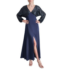 DKNY Women's Sequin Embellished Blouson-Sleeve Gown MSRP $279