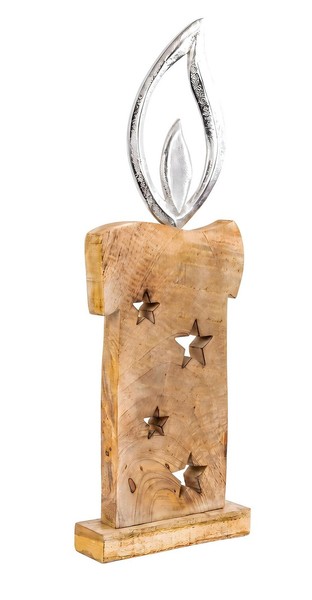 Weihnachtsdeko Kerze Mangoholz H50Cm Deko Aufsteller Holz Metall Weihnachten-image