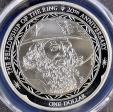 2021 $1 New Zealand Gandalf PCGS MS 70 1 oz Silver Lord of Rings 20th Anniv