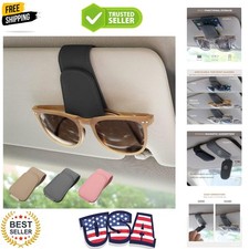 Magnetic Leather Sunglass Holder for Car Visor - Elegant Eyewear Organizer