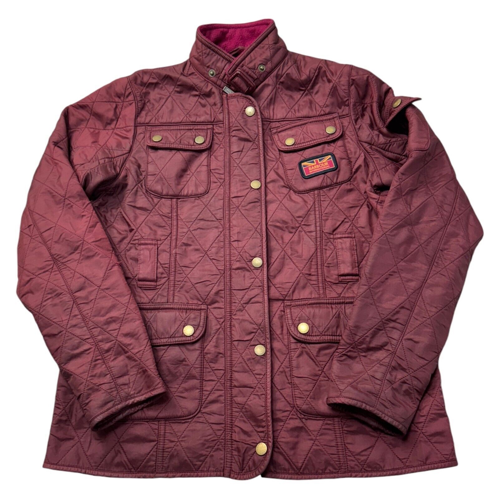 Barbour Viper Quilt Jacket Fleece Lined Burgundy Womens Uk10