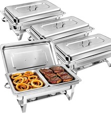 4pack Chafing Dish 8QT Stainless Steel Chafer and Warmer Set Rectangular
