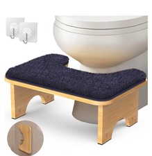 Folding Bamboo Vatex Toilet Stool Squatty Potty w/ Removable Cover NEW