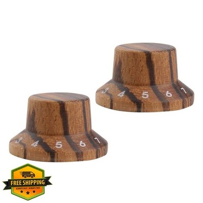KAISH 2PK Wood Bell Knobs LP Strat Style Guitar Bass Zebra Wood