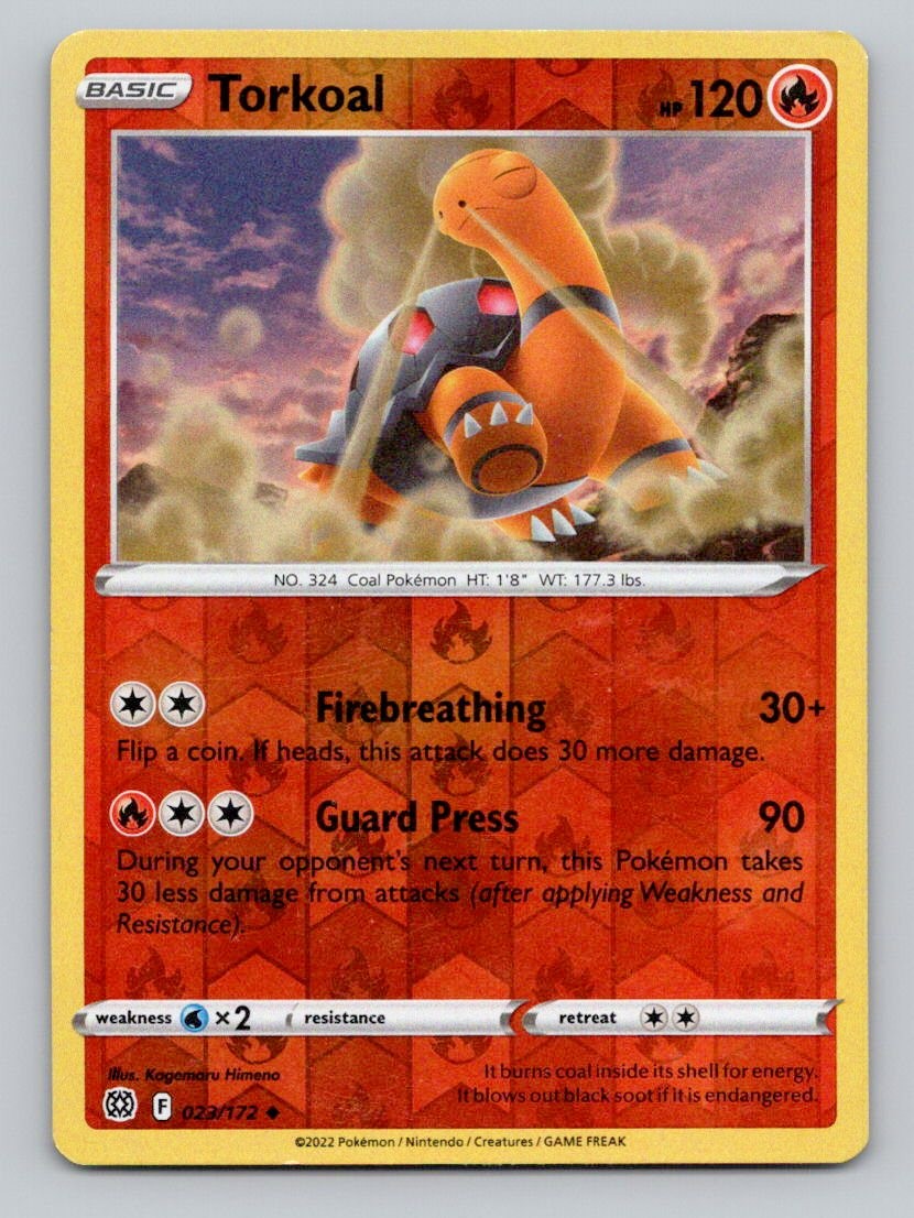 Torkoal 023/172 Uncommon Brilliant Stars Pokemon Reverse Holo Near Mint