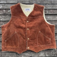Genuine Leather Vintage Suede Sherpa Men's Western Vest Size XL - Mexico