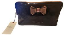 Ted Baker Abbie Bow Large Shiny Black Wash / Cosmetic Bag Pouch - NEW - RRP £35