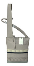 Radley Craft Stripe Pockets Cross Body Messenger Bag Medium Dove Grey Beige New