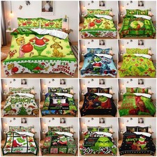 The Grinch Quilt Cover Christmas Duvet Cover Pillowcas Bedding Set Single DoublE