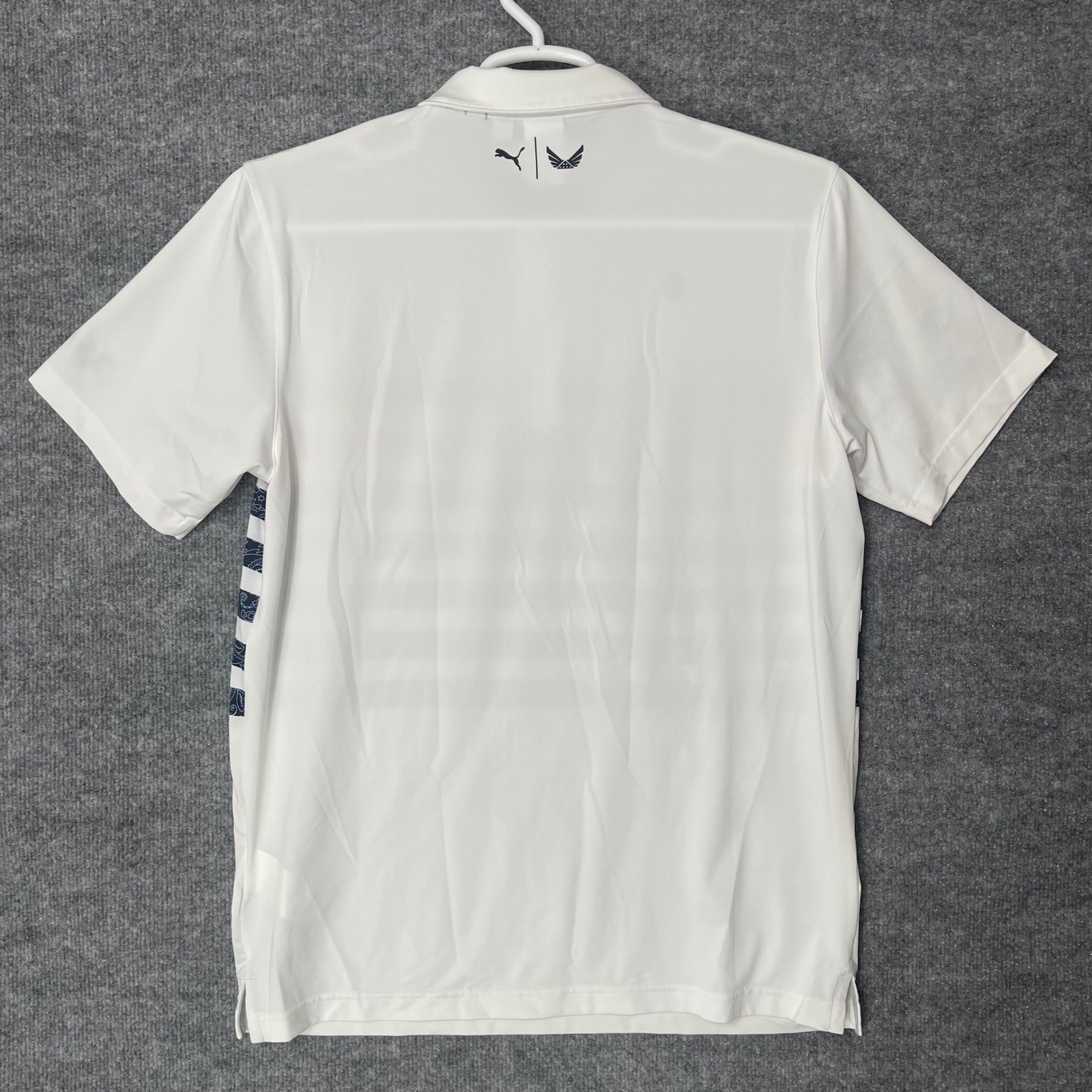 Puma Volition America Golf Polo Shirt Mens Medium White Red Blue Stripe USA Logo thumbnail 6