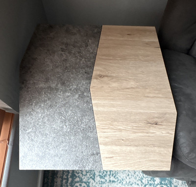 Modern Rectangular Side Table 24x24x24 Gray/Brown Wood Top, Metal Legs (2 Total)