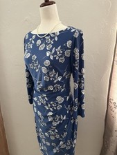 Chaps Size Small Blue and White Floral Sheath Dress (fits size 4/6)