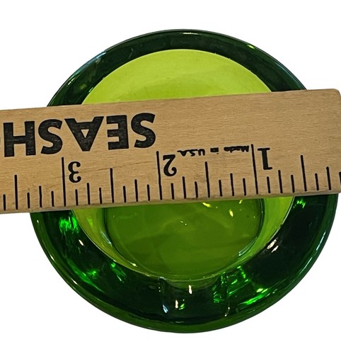 MCM Viking Glass Atomic Orb Ashtray GREEN Asymmetrical Mid century Vintage 3" - Picture 5 of 6