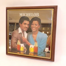 Anheuser Busch Michelob Beer Black Americana Couple Vintage 1982 Mirror Bar Sign